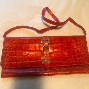 Beautiful orange genuine leather purse by Claudia Firenze,made in Italy!